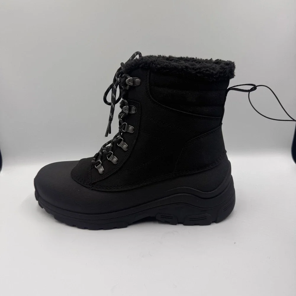 NEW Mens Black Winter Snow Boots Faux Fur Lined -30F Rated Size 9 New